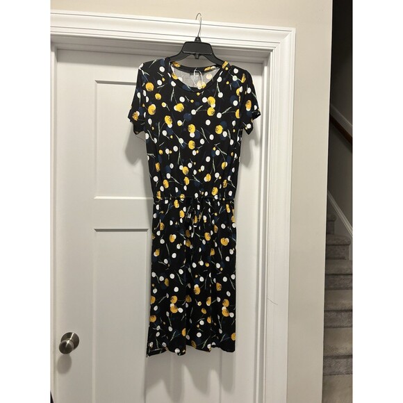 Simiar Fariry Women’s Size Medium Knit Tulip Floral Black Multicolor Midi Dress - Picture 2 of 9